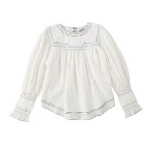 BACE COLLECTION Girls White Blouse Bamboo Fiber Tencel Mushroom Trim NWT